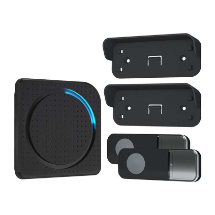 Sonerie wireless la priză 1L67, 200m, 2 butoane, learning code, negru