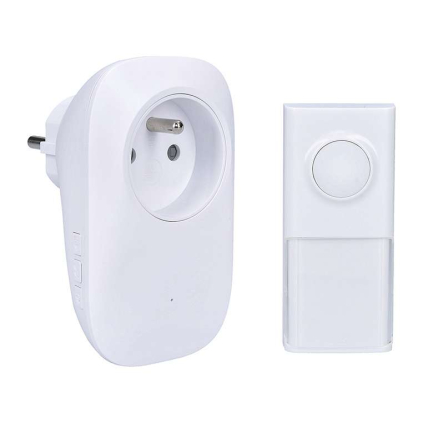 Sonerie wireless cu priză de trecere, 25m, learning code, alb