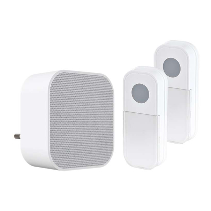 Sonerie wireless la priză 1L74, 180m, 2 butoane, learning code, alb