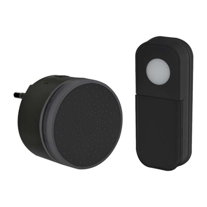 Sonerie wireless la priză 1L77, 180m, learning code, negru