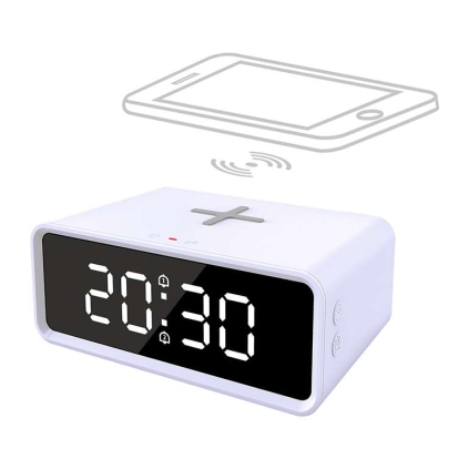 Ceas cu încărcare wireless Qi CA07, alb