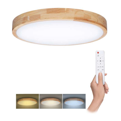Plafonieră LED cu telecomandă Solid Oak reglabil – diametru 39 cm, maro