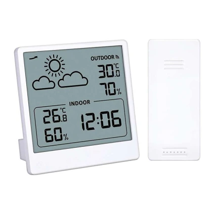 Termometru și higrometru interior/exterior TE48, alb