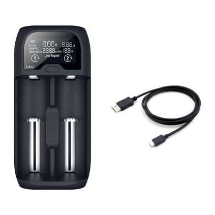 Încărcător universal pentru baterii cu două canale DN27, negru