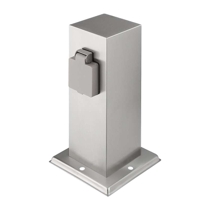 Stâlp de grădină 230V 2 prize – PG11, argint