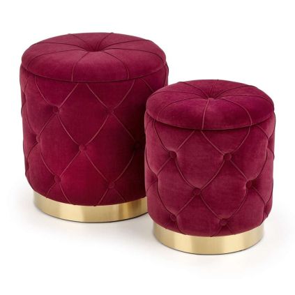 Taburet Polly, roșu / auriu