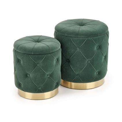 Taburet Polly, verde / auriu