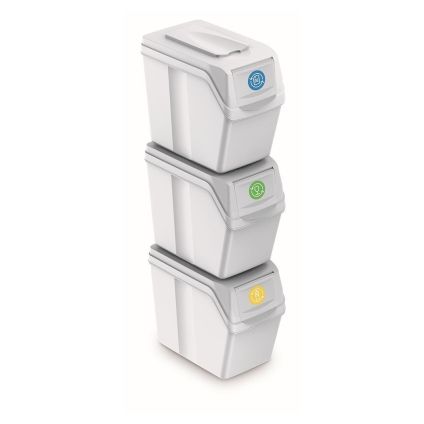 Set pubele pentru deseuri sortate, 3 x 20 l, alb