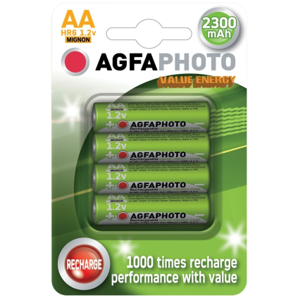 Baterie reîncărcabilă NiMH AgfaPhoto AA, 2300 mAh, 1,2 V, pachet blister de 4, reîncărcabilă