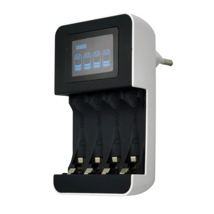 Incarcator baterie cu display LCD, negru/alb