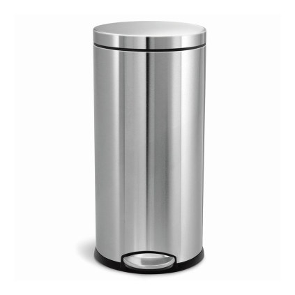 Coș rotund cu pedale 30 l, oțel mat, oțel inoxidabil