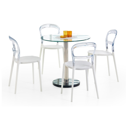 Masa de bucaterie Cyril, transparent/argintiu