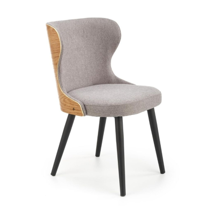 Scaun de bucaterie Selune, gri/lemn natural