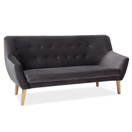 Canapea Nordic III Velvet, gri/lemn natural