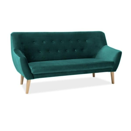 Canapea Nordic III Velvet, verde/lemn natural
