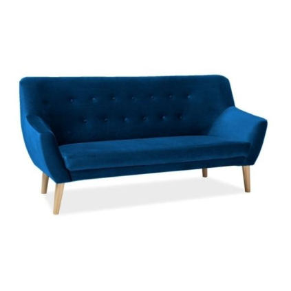 Canapea Nordic III Velvet, albastru / lemn natural