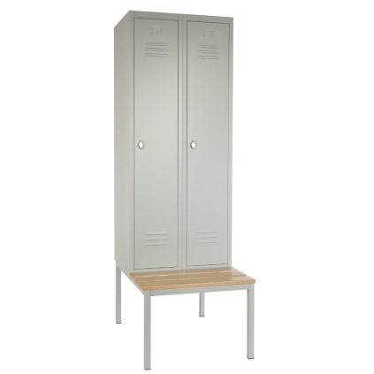 Dulap metalic cu bancheta, 60 x 85 x 185 cm, blocare cu rotire, gri - RAL 7035