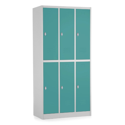 Dulap metalic - 6 cutii, 90 x 45 x 185 cm, blocare, verde - ral 6033