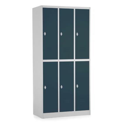 Dulap metalic - 6 cutii, 90 x 45 x 185 cm, blocare cu rotire, antracit - ral 7016