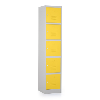 Dulap metalic - 5 cutii, 38 x 45 x 185 cm, broasca cilindrica, galben - ral 1023