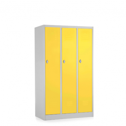 86330 dulap metalic 3 compartimente 90 x 50 x 150 cm blocare cu rotire galben ral 1023