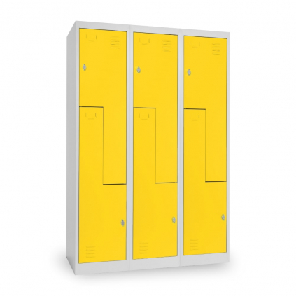 86414 dulap metalic z 3 compartimente 120 x 50 x 180 cm blocare cu rotire galben ral 1023