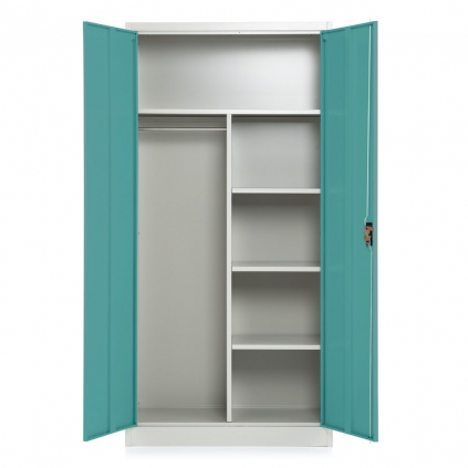 86597 dulap metalic 90 x 45 x 185 cm incuietoare cu cilindru verde ral 6033