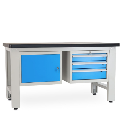Masa atelier Solid MDF-13, 150 cm, 2 cutii suspendate, negru
