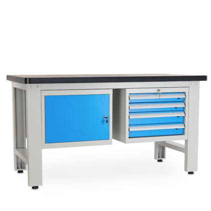 Masa atelier Solid MDF-14, 150 cm, 2 cutii suspendate, negru