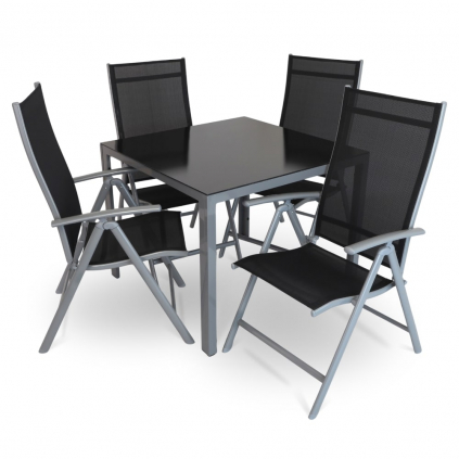 Set de gradina Alvero 2, patrat - 4 locuri, negru/gri