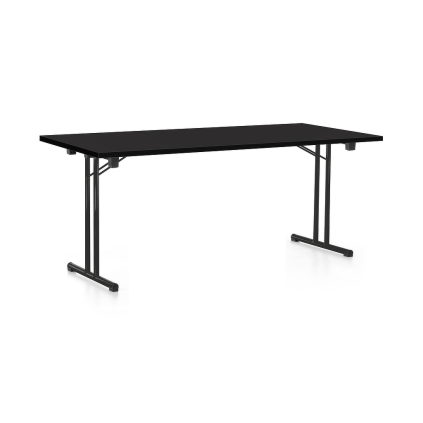 Masă plianta 180 x 80 cm, picioare negre, negru