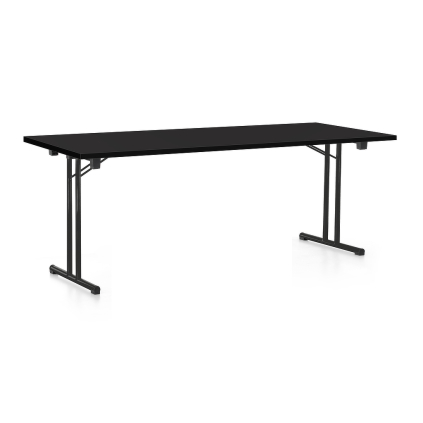 Masă plianta 200 x 80 cm, picioare negre, negru