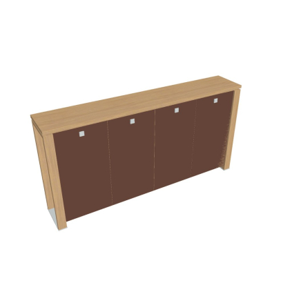 Dulap mediu pentru haine Verno+ 260 x 46 x 130 cm, uși de sticlă, stejar deschis / maro
