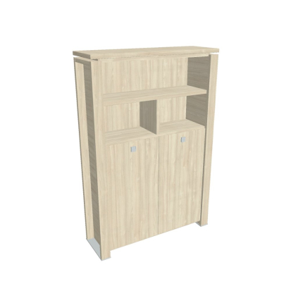 Dulap înalt pentru haine Verno+ 140 x 46 x 210 cm, cu rafturi, salcâm