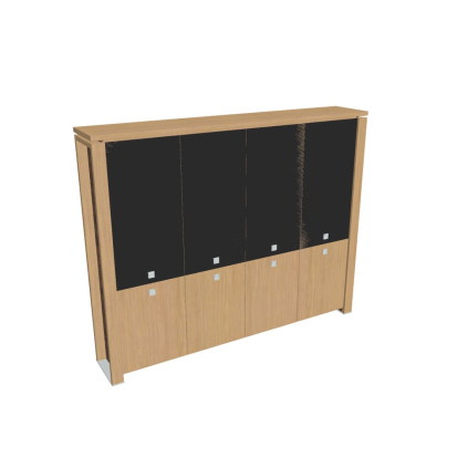 Dulap înalt Verno+ 260 x 46 x 210 cm, uși combinate, stejar deschis / negru