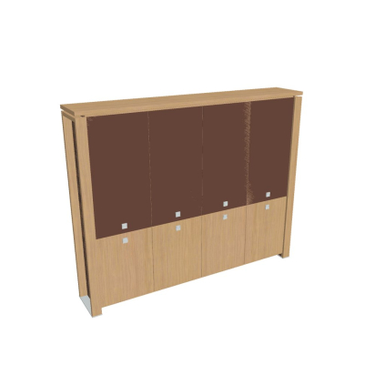 Dulap înalt Verno+ 260 x 46 x 210 cm, uși combinate, stejar deschis / maro