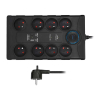 Protecție la supratensiune 8 prize + USB A + USB C - 2m, negru