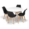 Set masă și scaune Nuoro 4+1, alb / negru