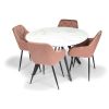 Set masă și scaune Olmedo 4+1, alb / roz