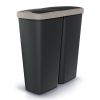 Coș de gunoi DUO negru, 50 l, maro/negru