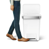 Coș cu pedale dreptunghiular 45 l, plastic alb/oțel inoxidabil, alb