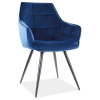 Scaun de bucaterie Lilia Velvet, albastru/negru