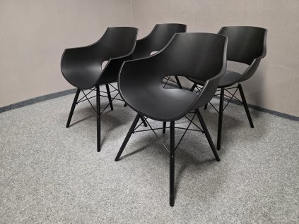 Nová 4x černá židle ROCKVILLE plast dřevo