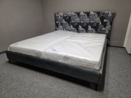 Nová postel s roštem 180x200 čalouněná šedé listy