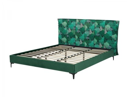 Nová postel s roštem 140x200 čalouněná zelené listy