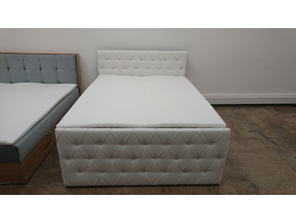 Nová bílá boxspring postel AMAY KING 160x200 cm