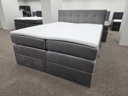 Nová boxspring postel MARCE KING 160x200 cm šedá