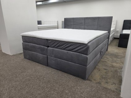 Nová boxspring postel ARDENI KING 180x200 šedá cm