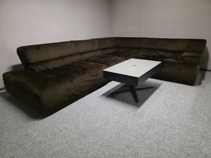 Hnědá rohová sedačka VOLARE