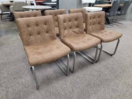 Nová 6x lounge židle hnědá koženka